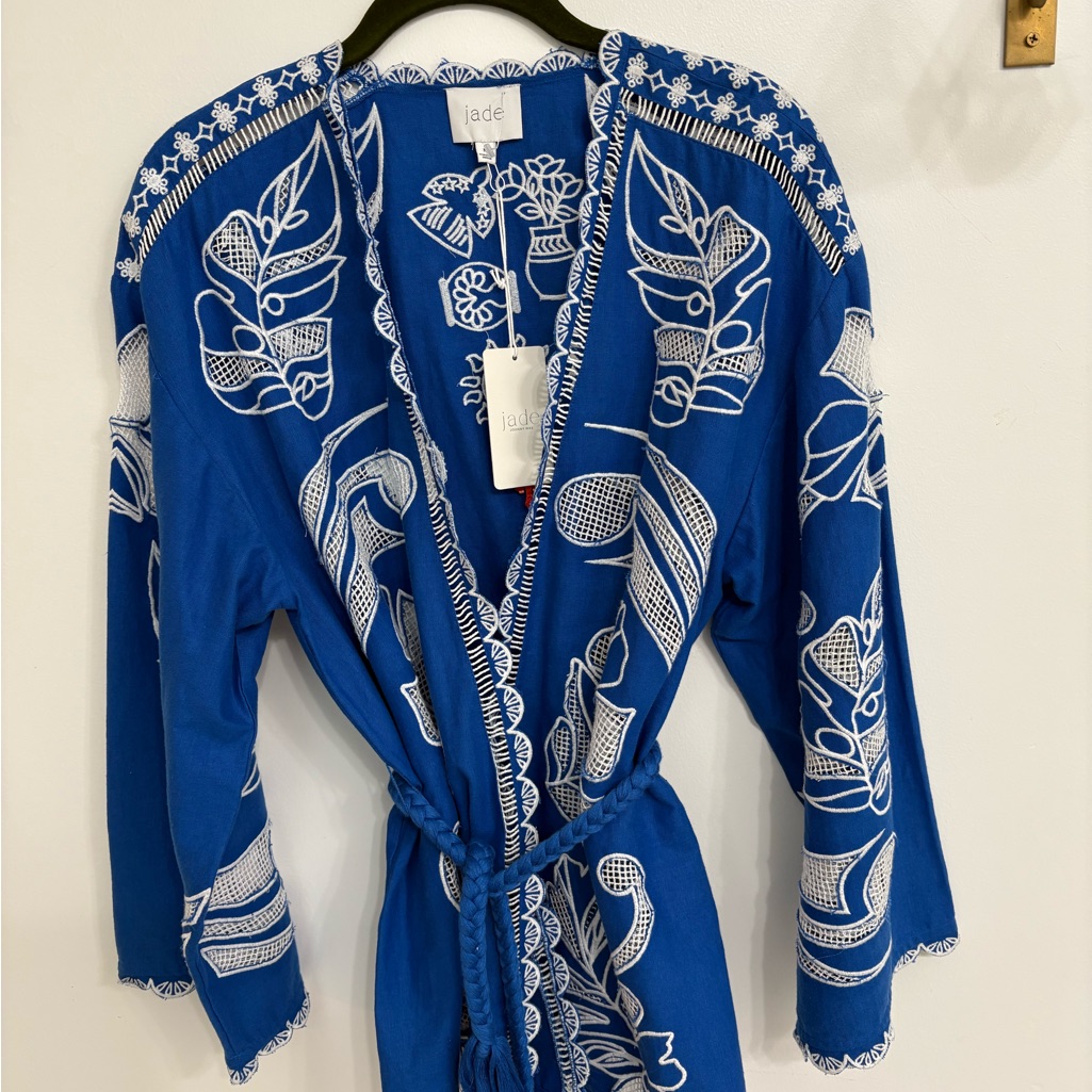 Johnny Was-Jade Royal Blue Embroidered Wrap Top
